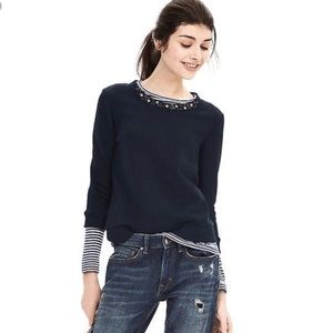 Banana republic embellished 3/4 sleeves pullover
